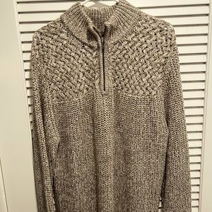 Men’s Beige Medium Crochet Quarter Zip sweater